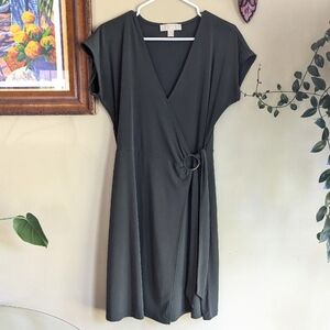 Olive green faux wrap dress